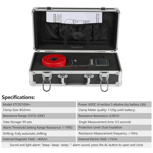 Vista 6 de Metro 0.01Ω-200Ω del probador de la resistencia de tierra de tierra de la abrazadera de Digitaces