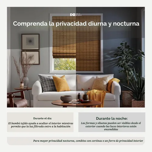 Vista 4 de CHICOLOGY Cordless Bamboo Roman Shade, Light Filtering, Squirrel 23x48 Ardilla