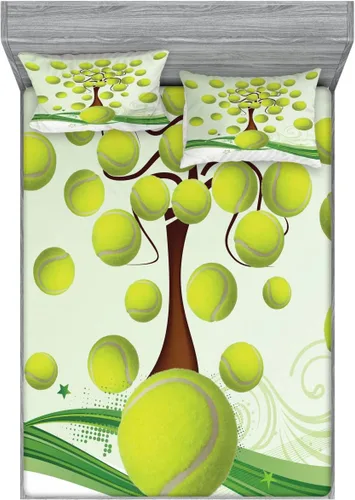 Vista 79 de Ambesonne - Juego de sábanas bajeras y fundas de almohada, diseño primaveral de acuarelas con jardín de hierbas y flores, juego de 4 piezas