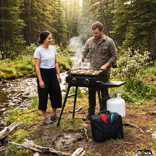 Vista 7 de BQMAX Bolsa de transporte y cubierta de parrilla de repuesto para Blackstone 5510 de 22" de mesa con capucha/tapa, cubierta de parrilla impermeable