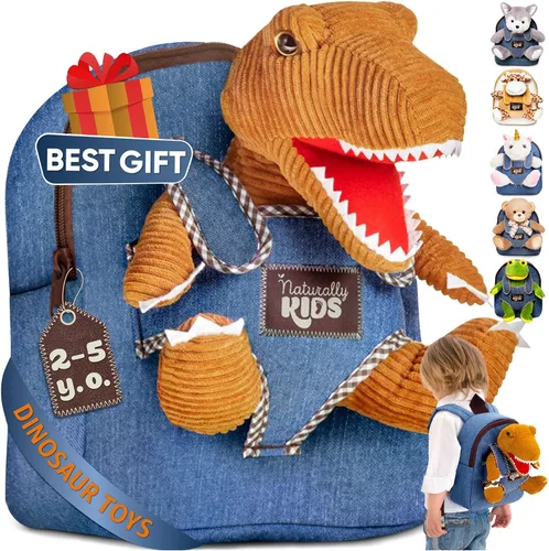 Naturally KIDS - Juguetes de dinosaurio para niños de 2 a 5 años, regalo de cumpleaños, mochila de dinosaurio para niños pequeños