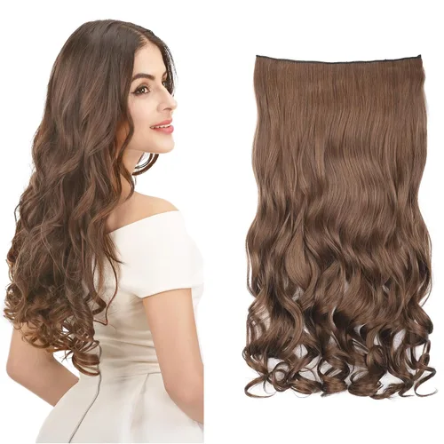Vista 54 de REECHO Extensiones de cabello rubio, 20 pulgadas, extensiones de cabello grueso y largo con clip, extensiones de cabello sintético suave natural