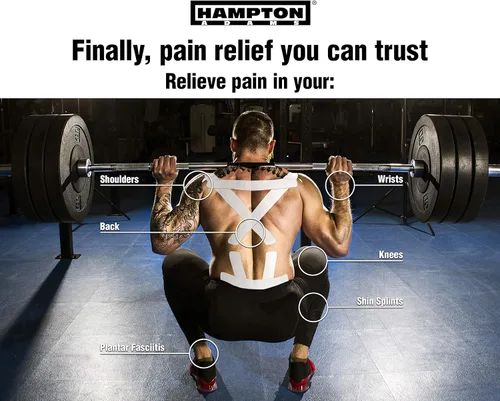 Vista 2 de Hampton Adams Como se ve en Shark Tank Cinta de kinesiología elástica (paquete de 2) Cinta atlética sin cortar para soporte y protección