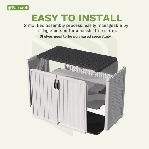 Vista 8 de Patiowell Armario de almacenamiento de plástico para exteriores de 26 pies cúbicos, cobertizo de almacenamiento horizontal impermeable