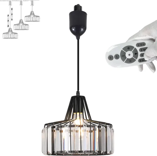 Vista 19 de Lámpara circular de cristal transparente tipo H colgantes de iluminación de pista de 1 pie con control continuo LED Edison bombillas temporizador