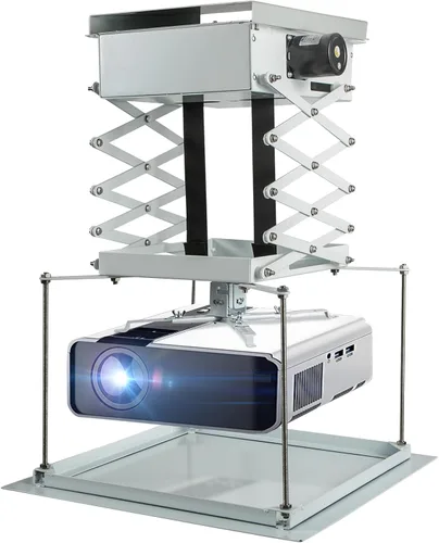 Vista 8 de CGOLDENWALL Proyector eléctrico oculto de 118 pulgadas, soporte para proyector motorizado, carga máxima de 44 libras, placa base personalizable