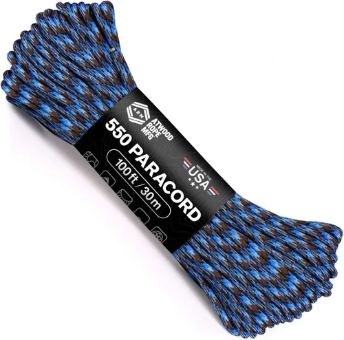 Atwood Rope MFG Cuerda de paracaídas de nailon 550 de 100 pies, núcleo de 7 hebras, equipo de supervivencia exterior, fabricado en Estados Unidos,