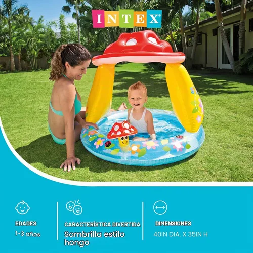 Vista 2 de Piscina para bebés Intex Mushroom, de 40 נ35 pulgadas, para edades entre 1 y 3 años