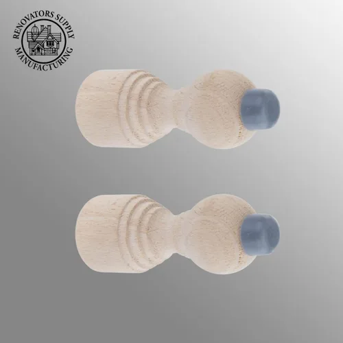 Vista 2 de Renovators Supply Manufacturing Tope de puerta de madera para montaje en pared, 3.18 pulgadas de largo, sin terminar, tope de puerta de madera dura