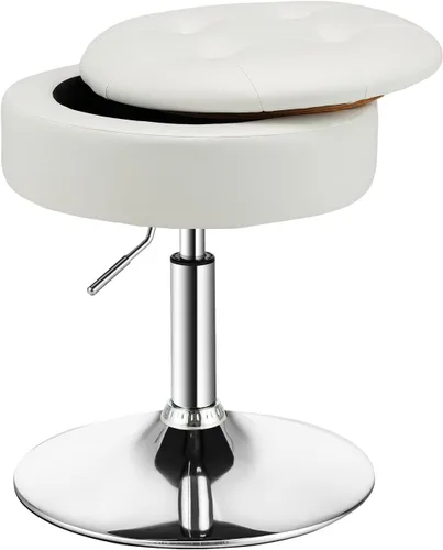 Vista 15 de COSTWAY Taburete de bar de altura de mostrador, de piel sintética copetuda de 20 a 26 pulgadas de alto, silla giratoria ajustable con bandeja