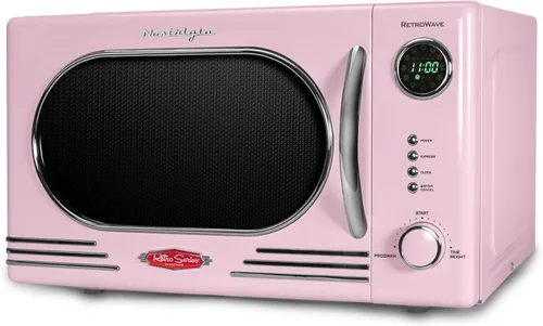 Vista 30 de Nostalgia Horno microondas retro de 1000 W de capacidad de 1.1 pies cúbicos - Bloqueo de seguridad para niños, 8 ajustes de cocción automática
