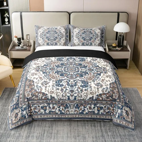 Vista 27 de Erosebridal Funda de edredón 100% algodón natural, bohemio, tribal, juego de ropa de cama individual, exótico retro, funda de edredón bohemia