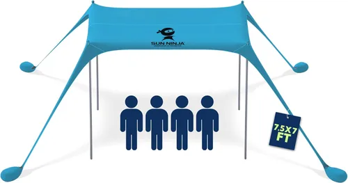Vista 11 de SUN NINJA Tienda de campaña de playa, refugio solar UPF50+ - Toldo de playa fácil de desplegar - Sombra al aire libre para viajes de campamento