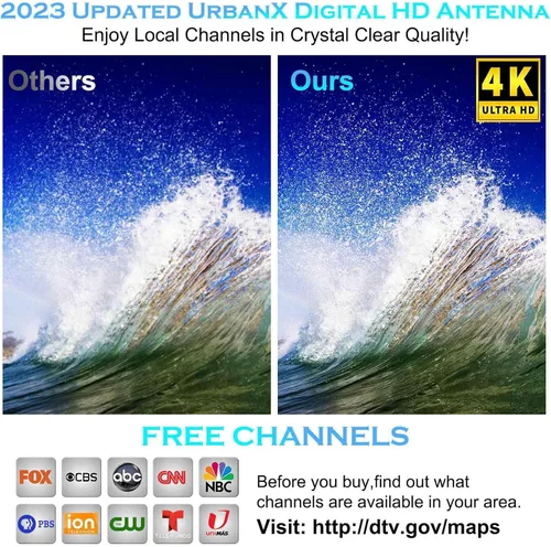 Vista 3 de Antena de TV digital HD amplificada mejorada de largo alcance de más de 350 millas - Compatible con 4K 1080p para VIZIO Tv modelo E50-E1