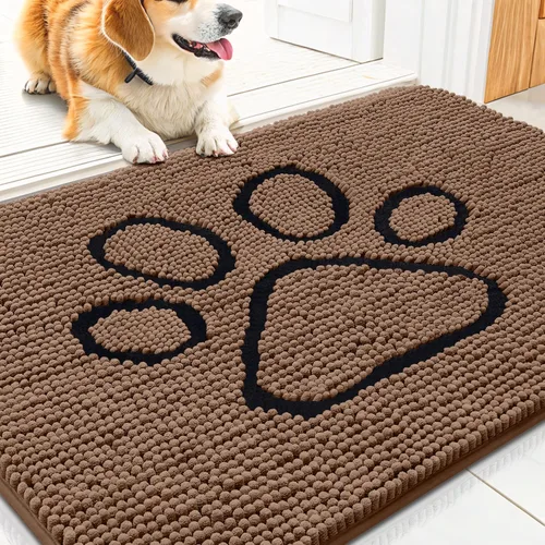Vista 109 de Smiry Tapete para puerta de perro para patas fangosas, absorbente que atrapa la suciedad, antideslizante, de secado rápido, lavable, tapete