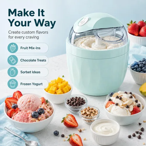 Vista 7 de Máquina de helado de un solo toque, máquina personal eléctrica rápida de 15 Azul