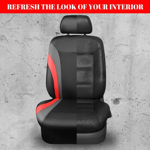 Vista 5 de CAR PASS Fundas de Asiento de Coche de Cuero Set Completo, Fundas de Asiento Automotriz Impermeables para Coches SUV Sedán Camiones, Compatibles