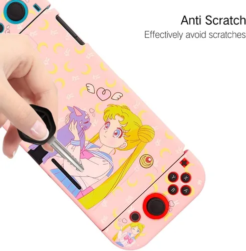 Vista 2 de PERFECTSIGHT Funda protectora compatible con Nintendo Switch Bonita funda antideslizante de TPU suave Funda rígida acoplable Funda delgada