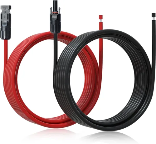 Vista 8 de ECO-WORTHY - Cable de extensión solar de 10 pies y 10 AWG, 30A/1000V CC, impermeable IP67 con conectores rápidos compatibles (rojo+negro)