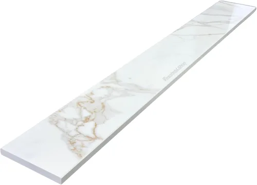 Tamaño personalizado | Umbral de mármol de ingeniería de oro Calacatta | Tapa de ducha para tablero Schluter Kerdi, sistema de bandeja de ducha Tile