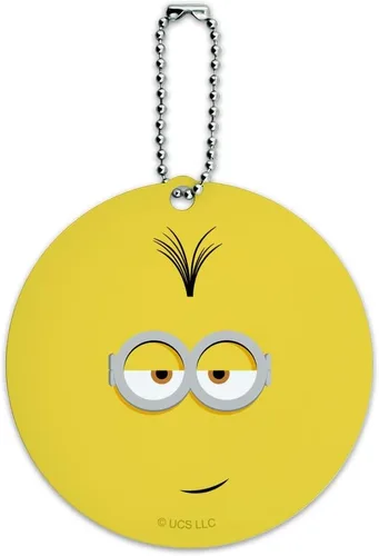 Minions Kevin Face - Tarjeta de identificación redonda para equipaje de mano, maleta, Multicolor, 3 pulgadas
