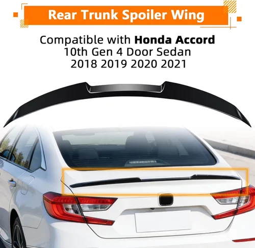 Vista 2 de Alerón para maletero compatible con Honda Accord 10ª generación 2018 2019 2020 2021, alerón para labio de maletero con plástico ABS para sedán de 4
