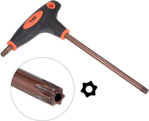 Vista 3 de uxcell Llave de doble extremo de la manija en T de la llave Torx a prueba de manipulaciones T45, acero S2