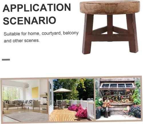 Vista 6 de Zerodeko Taburete de madera para macetas, 1 unidad, bandeja para macetas suculentas, estante para plantas, soporte moderno para plantas, soporte