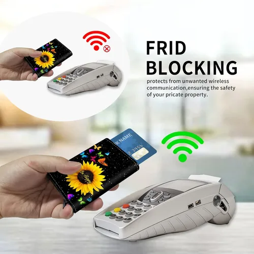 Vista 3 de DEGDFSGR Funda de aluminio para tarjetas de crédito, funda de cuero de primera calidad, bolsillo frontal, triple con bloqueo RFID, ranura