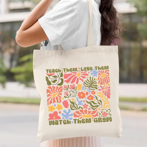 Vista 2 de Regalos de agradecimiento para profesores, bolsas de lona para la escuela, bolsa de viaje estética, bolsa de playa, bolsa de compras reutilizable