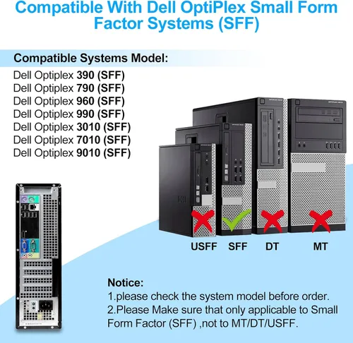 Vista 3 de S-Union 240W Power Supply Unit Replacement for Dell OptiPlex 390 790 960 990 3010 9010 Small Form Factor System SFF H240AS-00 H240AS-01 H240ES-00
