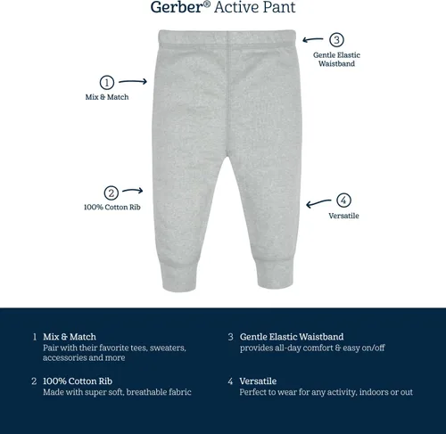 Vista 6 de Gerber Baby Girls' Multi-Pack Active Pants Set