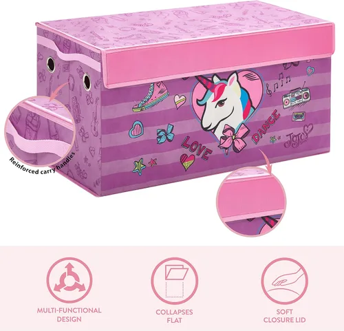 Vista 3 de Idea Nuova JoJo Siwa - Baúl de almacenamiento para juguetes de niños, plegable, con tapa, color rosa