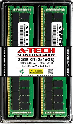 Vista 56 de A-Tech 4GB DDR4 2133MHz PC4-17000 ECC RDIMM 1Rx8 Single Rank 1.2V ECC Registered DIMM de 288 pines Módulo de actualización de memoria RAM