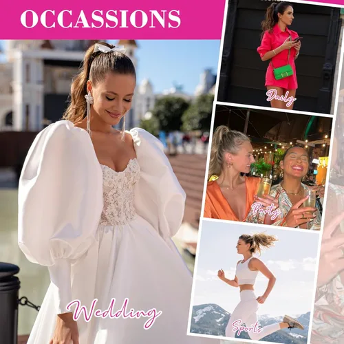 Vista 6 de REECHO Extensión de cola de caballo, 23 cm de largo, rizada, ondulada, pinza de clip para colas de caballo, extensiones de cabello HP001 para Negro