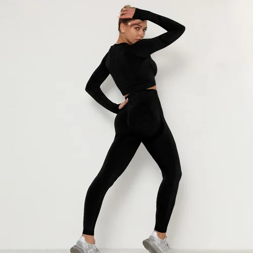 Vista 6 de Lu's Chic Conjunto corto de dos piezas para mujer, conjunto de yoga y entrenamiento de cintura alta
