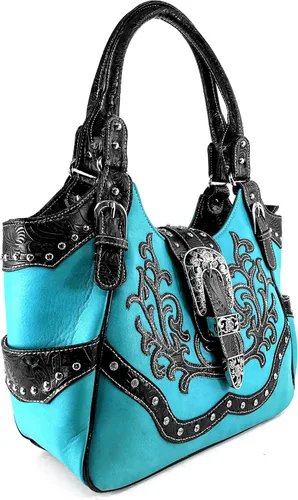 Vista 2 de Justin West Tooled - Bolsa de transporte oculta con hebilla de bordado floral