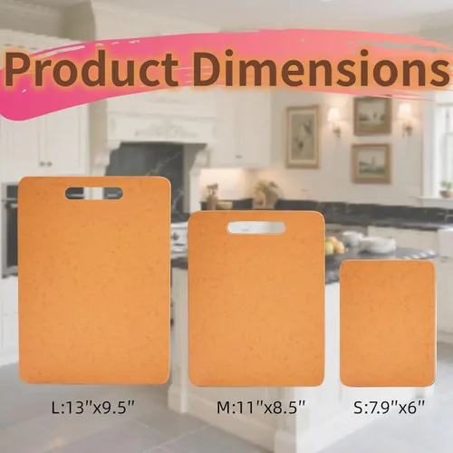 Vista 7 de Juego de 3 tablas de cortar de madera aptas para lavavajillas para cocina, juego de 3 tablas de cortar de madera de doble cara, 0.39 pulgadas