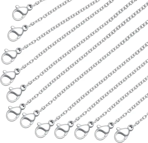 Vista 6 de Cadena de acero inoxidable para fabricación de joyas: cadenas de collar LUCKYPADS a granel de 0.059 in chapadas en oro, cadenas finas chapadas