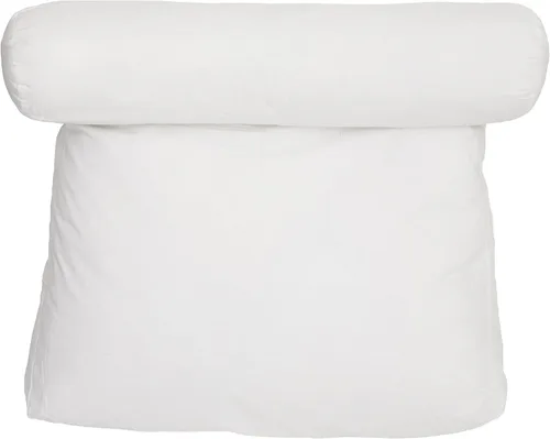 Vista 5 de Relax In Bed Pillow Plain White - Las mejores almohadas de apoyo para tumbona con rollo de cuello para leer o descansar en cama, almohada de espalda