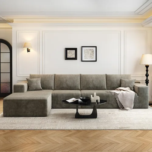 Vista 16 de Sofá seccional modular Cloud de 107.5 pulgadas con 1 otomana, sofás tapizados modernos minimalistas, cómodo sofá en forma de U para sala de estar