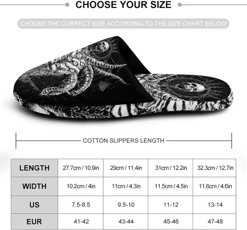 Vista 3 de Baphomet Satan Goat - Pantuflas de algodón para hombre, lavables, cálidas, con suela de goma