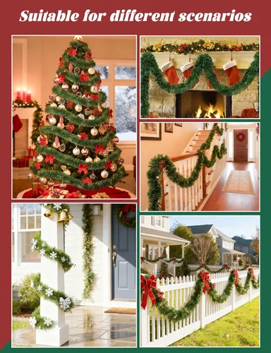 Vista 5 de Guirnalda de Navidad artificial de 100 pies, verde suave vid verde para decoración del hogar, decoración del hogar, decoración festiva