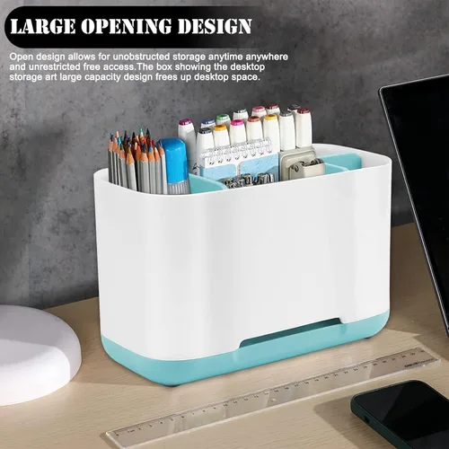 Vista 7 de Soporte para cepillos de dientes con antideslizante, de plástico desmontable para una fácil limpieza, almacenamiento multifuncional, organizador Azul