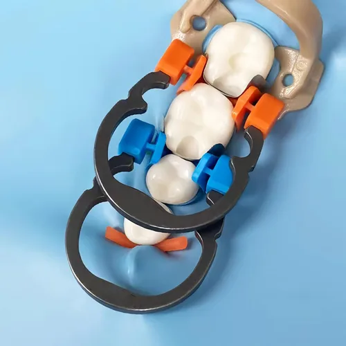 Vista 3 de Anillo de abrazadera de matrices dentales, anillo separador de anillo de sujeción elástico de níquel R2, clips de matriz contorneada seccional