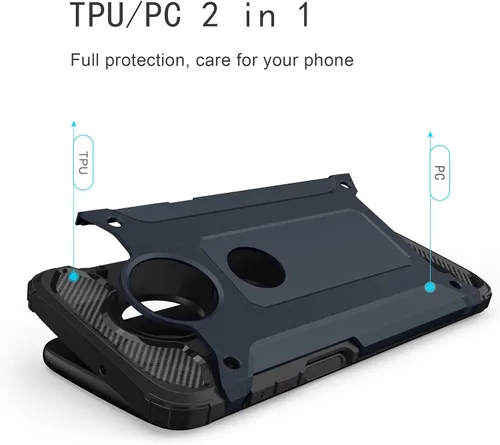 Vista 3 de Asuwish Funda compatible con Motorola Moto Z3 / Z3 Play y protector de pantalla de vidrio templado, accesorios de doble capa híbrida de silicona