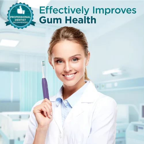 Vista 8 de Cepillo de dientes eléctrico para adultos con 8 cabezales de cepillo, cepillo de dientes sónico recargable con un soporte y estuche de viaje, carga