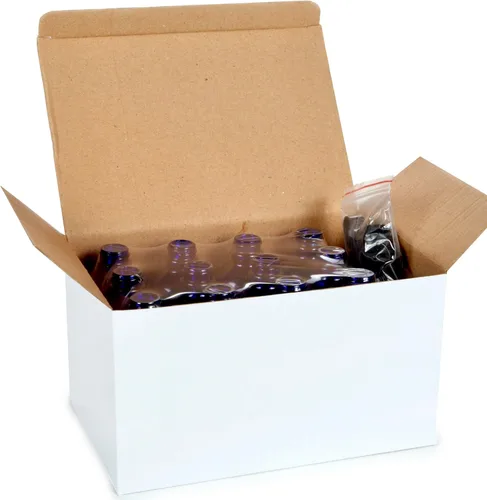 Vista 4 de Vivaplex, 12, azul cobalto, botellas de vidrio de 4 onzas, con tapas