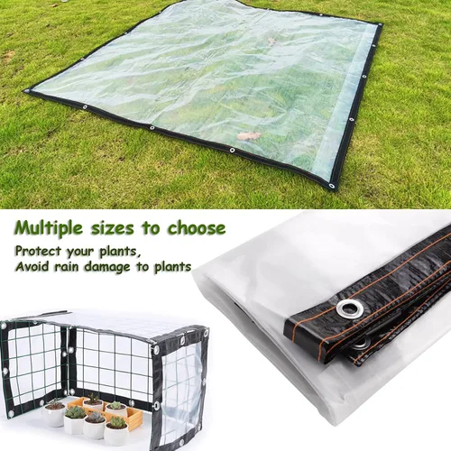 Vista 3 de Lrnn - Lonas transparentes impermeables para exteriores, 3 x 3 pies, lona transparente de plástico resistente a la lluvia con ojales para muebles