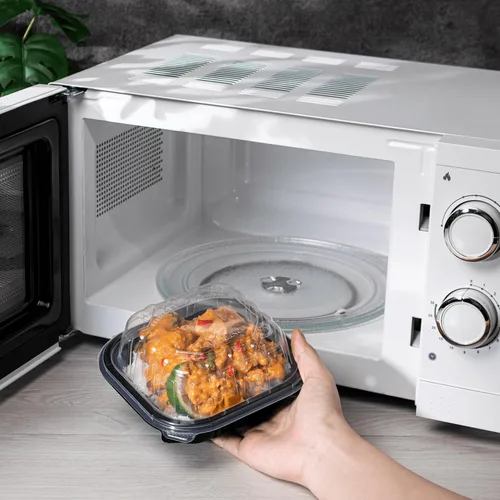 Vista 7 de Karat Contenedor con bisagras de polipropileno prémium [300 ct], recipientes para alimentos para llevar, estuche (6 x 6 pulgadas, 1 compartimento)